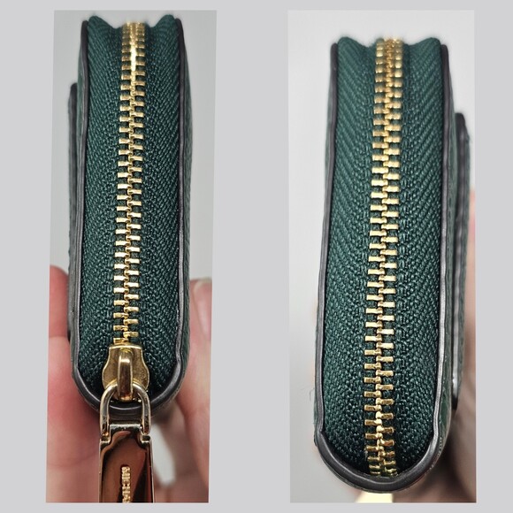 Michael Kors Jet Set Pebbled Leather Zip Card Case Wallet Moss Green NWOT - Picture 5 of 11